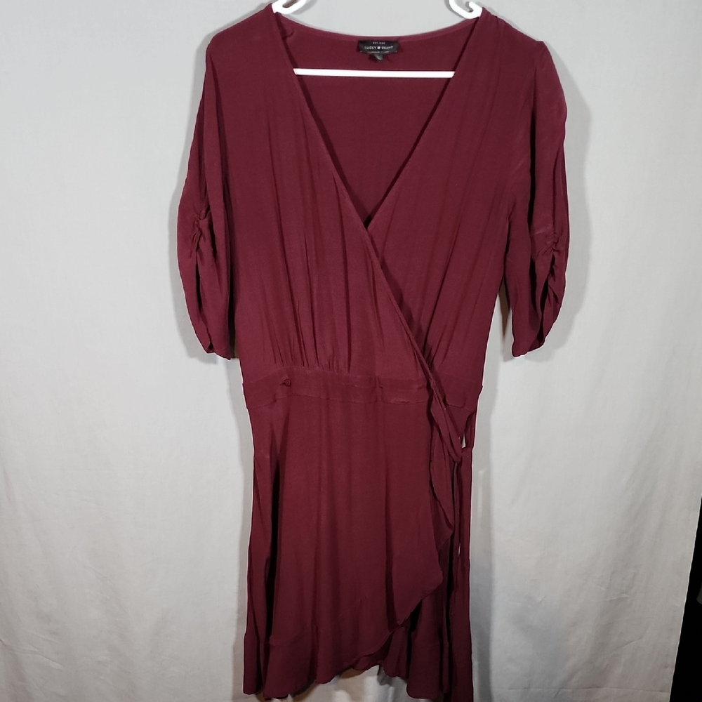 Lucky Brand Burgundy Wrap Dress Size L